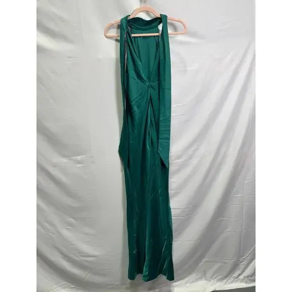 Faviana Green Satin Halter Dress Size 6 Women
